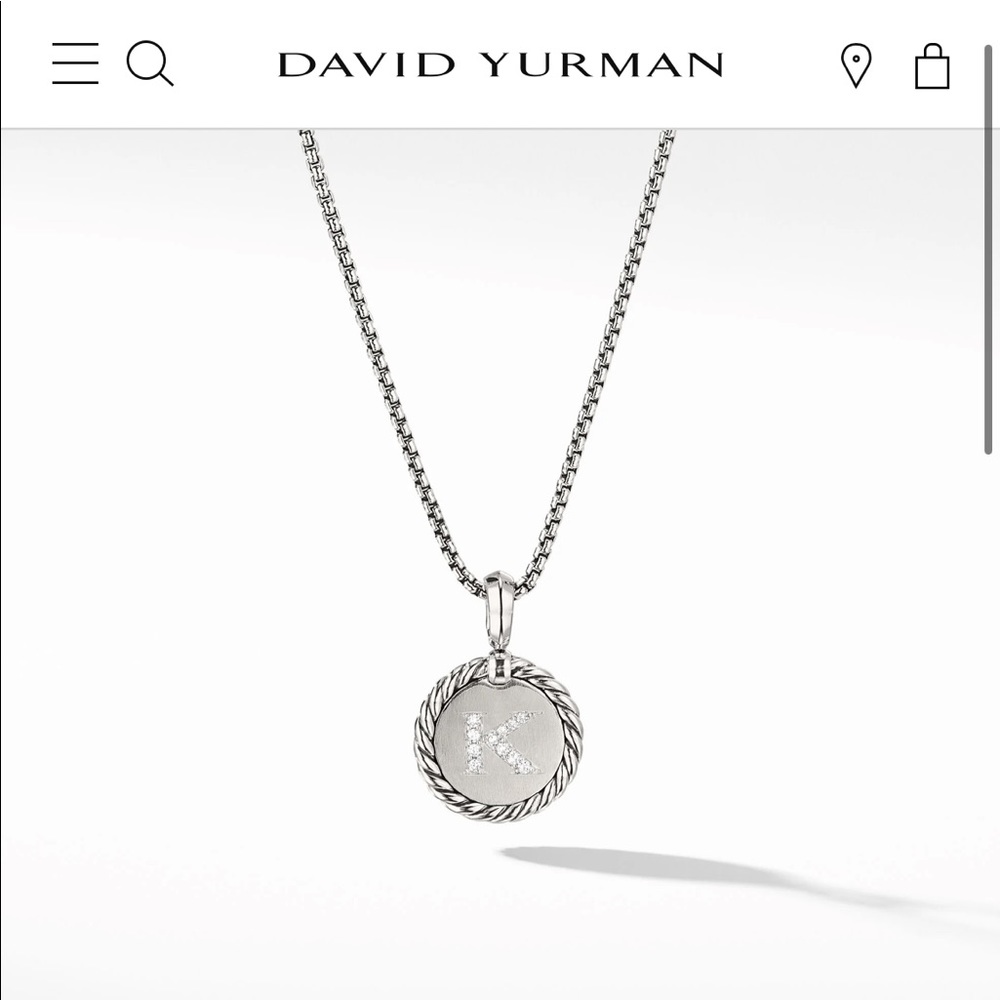 David Yurman K charm necklace with pave diamonds